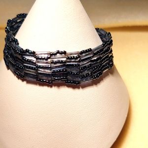 Navy Blue Bracelet handmade glass beads